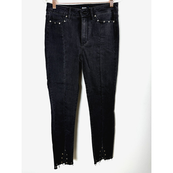 Paige Modal Blend Metal Studded Punk Rock Gothic Split Ankle Hoxton Skinny Jeans - Picture 1 of 8